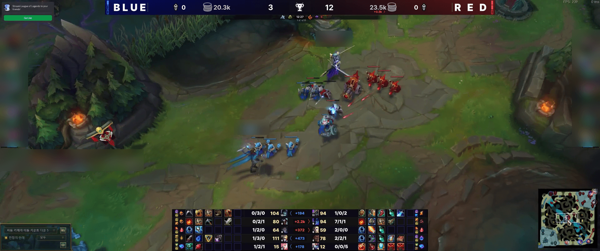 A highlight video generated by /highlight, showing the broadcast-style scoreboard and player info overlay